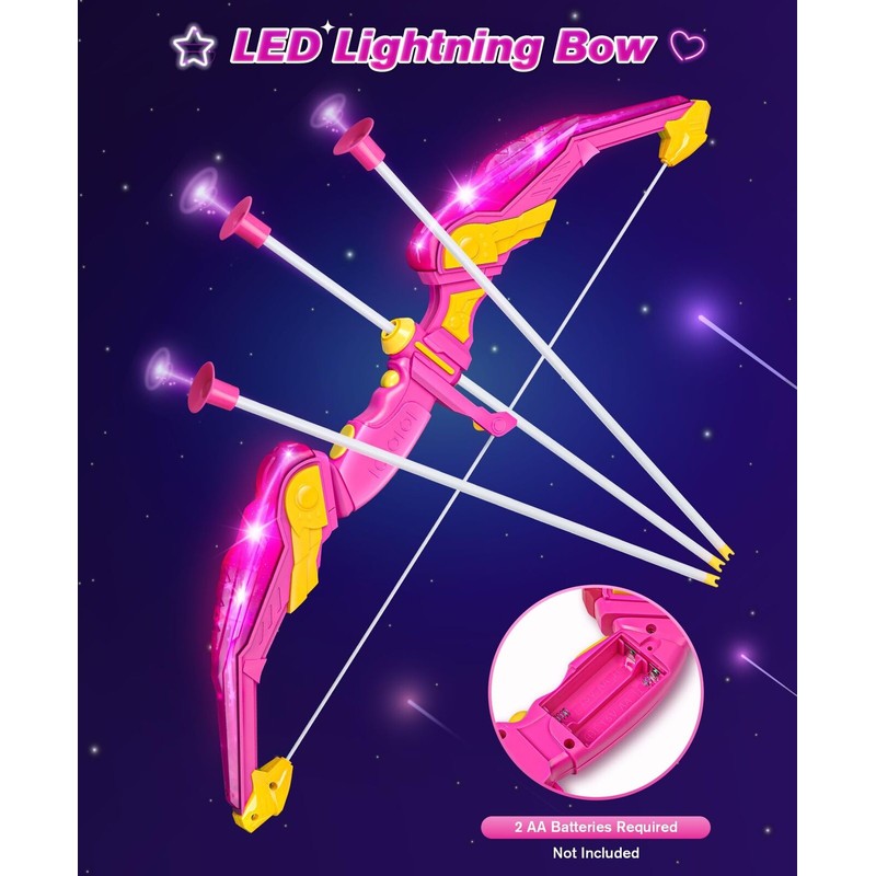 DUDUCOFU Kids Bow and Arrow Set Toys for Girls LED