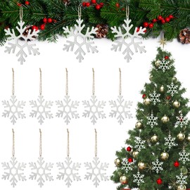 Shimeyao 12 Pcs Metal Snowflake Ornaments Winter Metal Christmas Hanging Decorations Winter Christmas Decor for Tree Crafts for Home Indoor Outdoor Holiday Party(Hexagonal Snowflake)