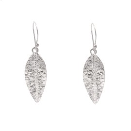Agálea | Aretes largos de Plata ley .925 diseño de hoja colgantes, aretes elegantes para mujer.