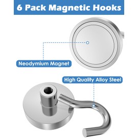 Lictin Lictin Magnethaken Haftkraft 38kg Neodym Magnet Hacken Magnethaken Extra Stark 6 Stcke