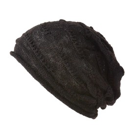 TUYU Knit Hat, Cotton, Mesh, Loose Watch, Unisex, One Size Fits Most, Black