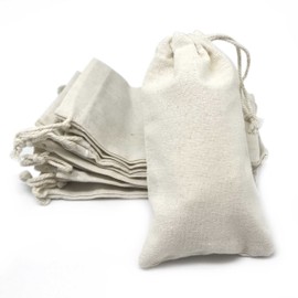 24-Pack 100% Cotton 3x5 Canvas Muslin Party Favor Gift Spices Bags w. Drawstring, Reusable & Washable by The Display Guys