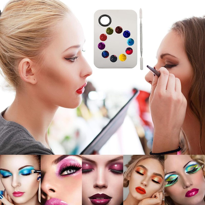 DHWEKU Makeup Mixing Palette Makeup Palette Stainless Steel Mixing Palettes