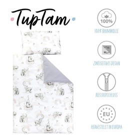 TupTam Children's Bed Linen Patterned 2-Piece Reversible Bed Linen, Colour: Elephant/Rainbow, Size: 135 x 100 cm