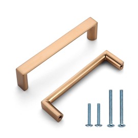 KNOKLOCK 10 Pack 3.75inch(96mm) Cabinet Pulls Square Champagne Bronze Kitchen Cabinet Handles Kitchen Cabinet Hardware Gold Drawer Pulls for Dresser Cupboard Wardrobe