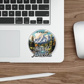 Banff Alberta Canada Sticker Travel Outdoors Decal Vinyl Waterproof for Water Bottle Mug Passport Scrapbook Notebook Laptop Tumbler 4" Gift ID44990