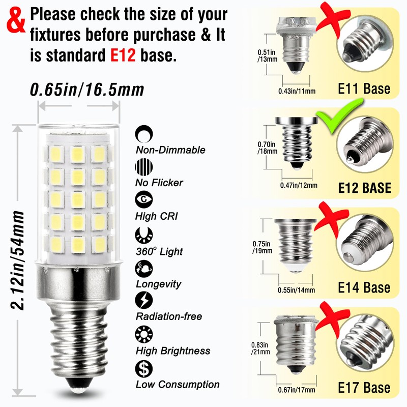 ALIDE E12 C7 LED Candelabra Bulbs 6000K Daylight White, 60W