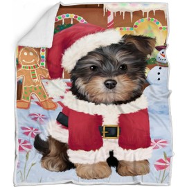 Yorkipoo Dog Blanket - Christmas Gingerbread Candyfest - Super Soft & Warm Pet Theme for Sofa or Bed, Warm Fleece, Sherpa or Woven Material, for Dog Lovers 50x60 Sherpa