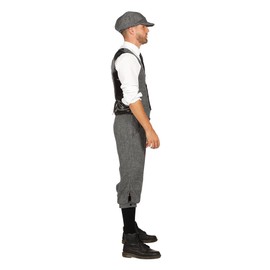 shoperama 20s Peaky Blinders Suit Knickerbocker Men's Costume Black and White Vest Flat Cap The Roaring Twenties 20's, 52