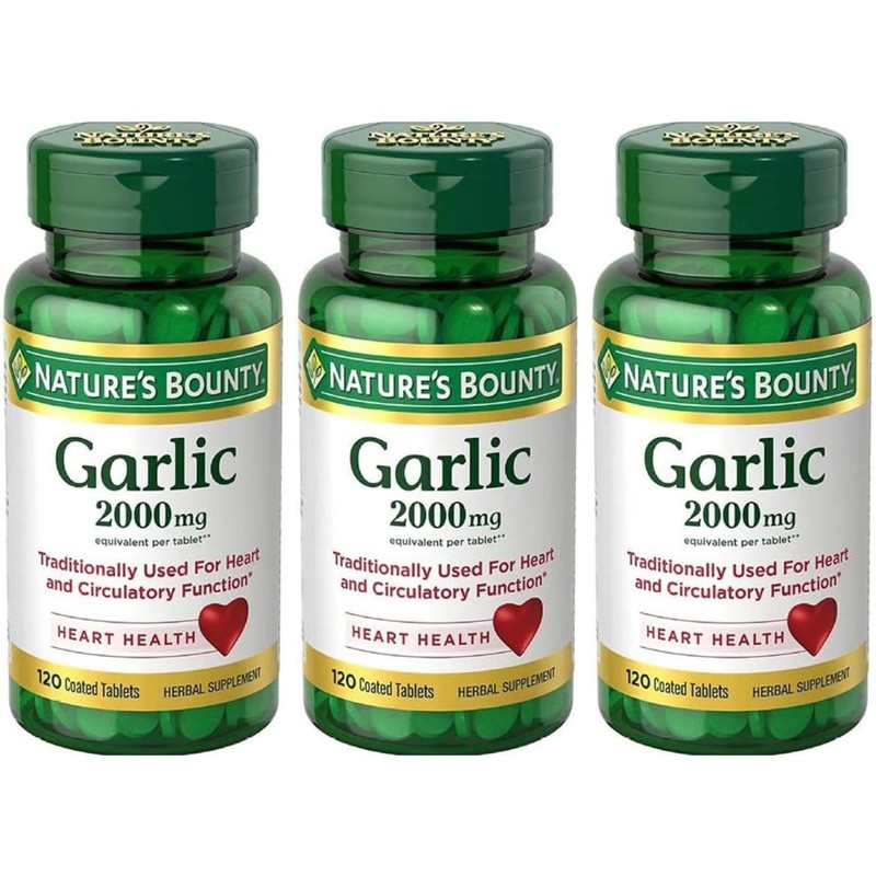 Nature's Bounty Garlic 2000mg, Tablets 120 ea (Pack of 3)