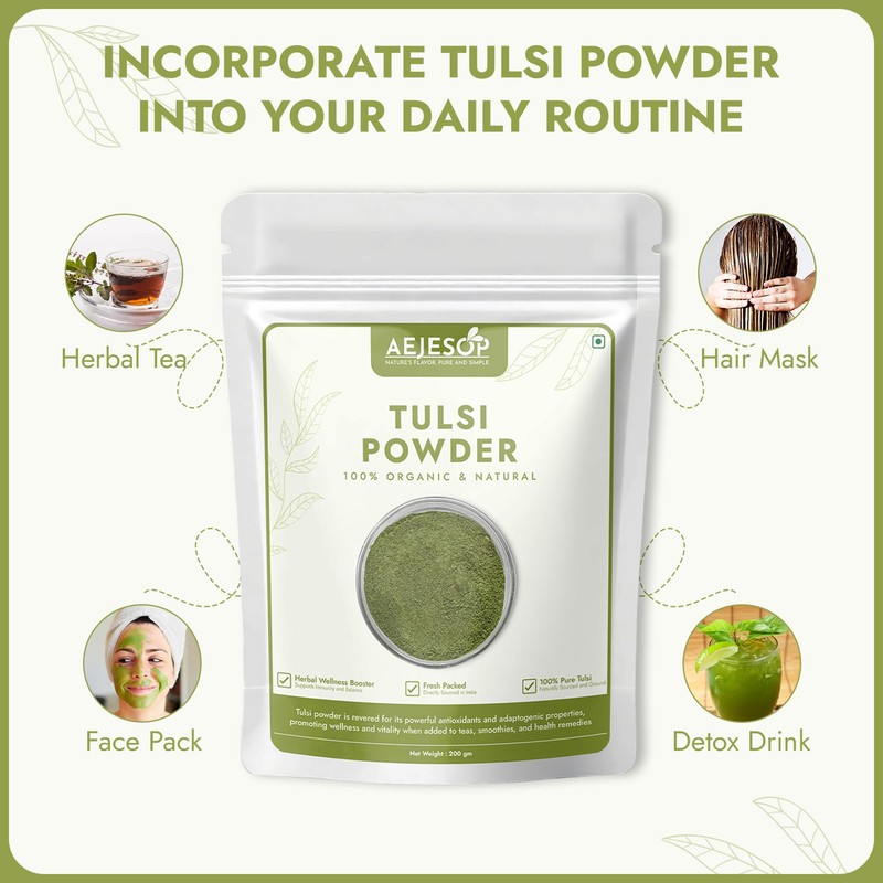 AEJESOP Tulsi (Holy Basil) Powder | Ocimum Sanctum, 7oz (200g)