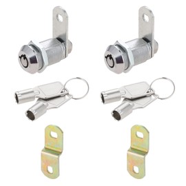 DRELD Set of 2 Tubular Cam Locks 27 mm with 4 Keys Tubular Cam Lock with 2 Latch Teeth Threaded Cam Lock for Drawer Cabinet (Silver, Open Each Other)