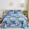 Mybedsoul Blue Quilt Set King Size, 3 Pieces Patchwork Bedspread