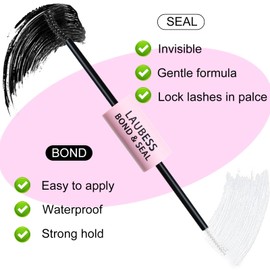 Lash Glue LAUBESS Lash Bond and Seal Eyelash Glue Lash Cluster Glue Cluster Lash Glue Eyelash Bond and Seal Waterproof 10ml DIY at Home Long Lasting 72H+