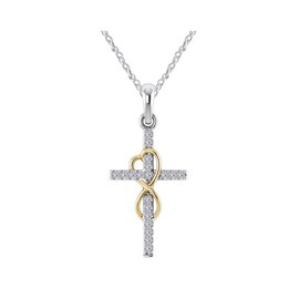 RTY Sparkling Cross Necklace Infinity Symbol Jesus Cross Pendant Necklace Rhinestone Cross Choker Necklace for Women (A)