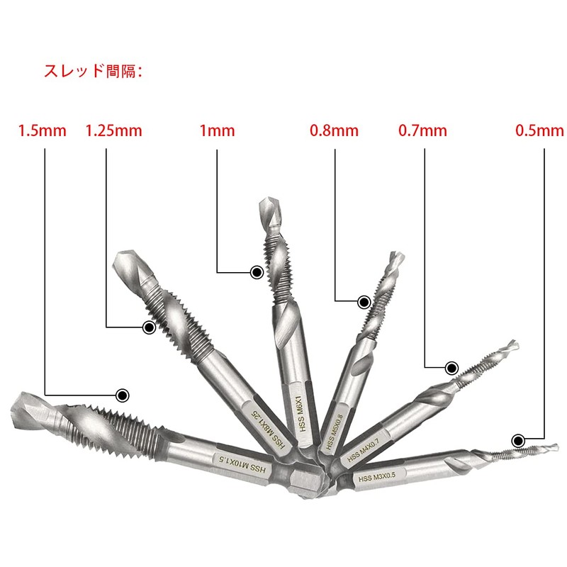 SeonFook 6 Pcs Tap Drill Set Drill Bit Hex Shaft