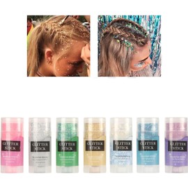 7 botellas de purpurina holográfica para el cuerpo, purpurina corporal, maquillaje facial, lentejuelas brillantes y gruesas para fiestas de festivales de cara, cuerpo y cabello,