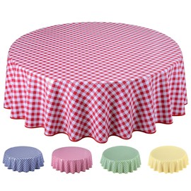 Oilcloth Tablecloth Washable Round 140 cm Red