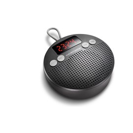Wavemaster MOBI-3 Portable Bluetooth Speaker for On the Go (360° Sound Field) with Radio, Alarm Clock and Hands-Free Function for Mobile Sound Sources, IPX5 Splash Protection, Anthracite/Grey