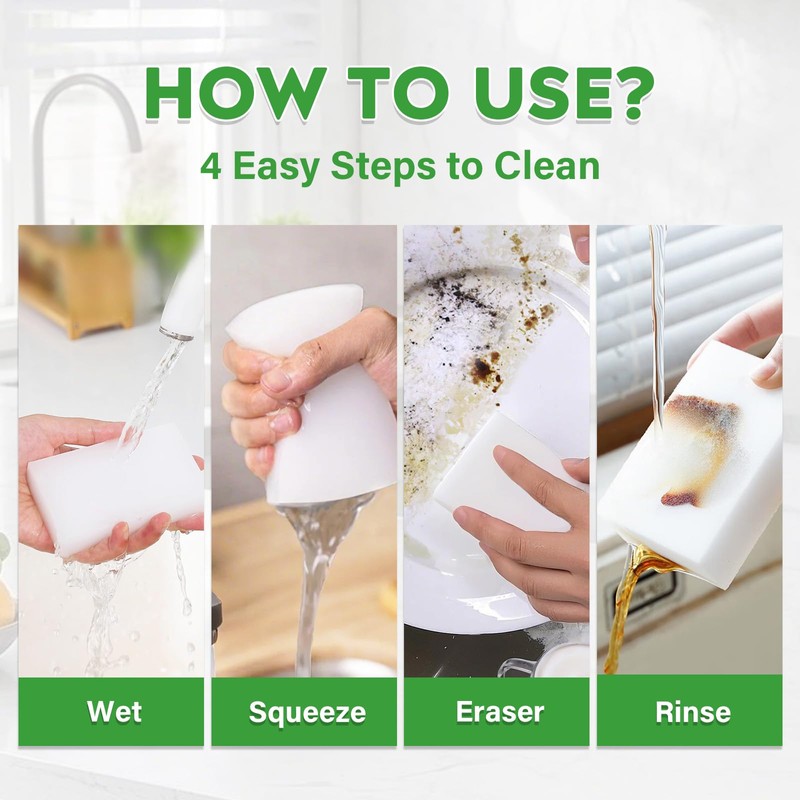 Magic Melamine Sponge Eraser, 6 Pack 2X Density Magic Cleaning