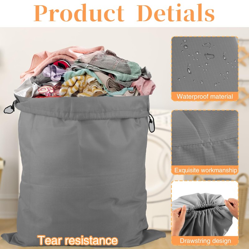 Pack of 2 Laundry Bags Travel, Waterproof Dirty Laundry Laundry