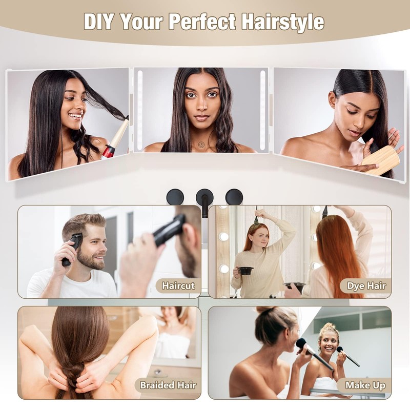 Dripex 3 Way Mirror with Led Lights for Men or