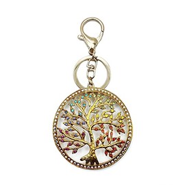 Tree of Life Keychain Bling Good Luck Charm Chakra Health Rhinestone Crystal Purse Charm