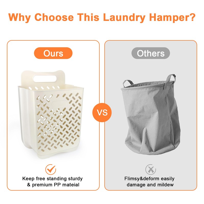 Laundry Basket Collapsible Hanging Laundry Basket Foldable, Wall Hanging Plastic