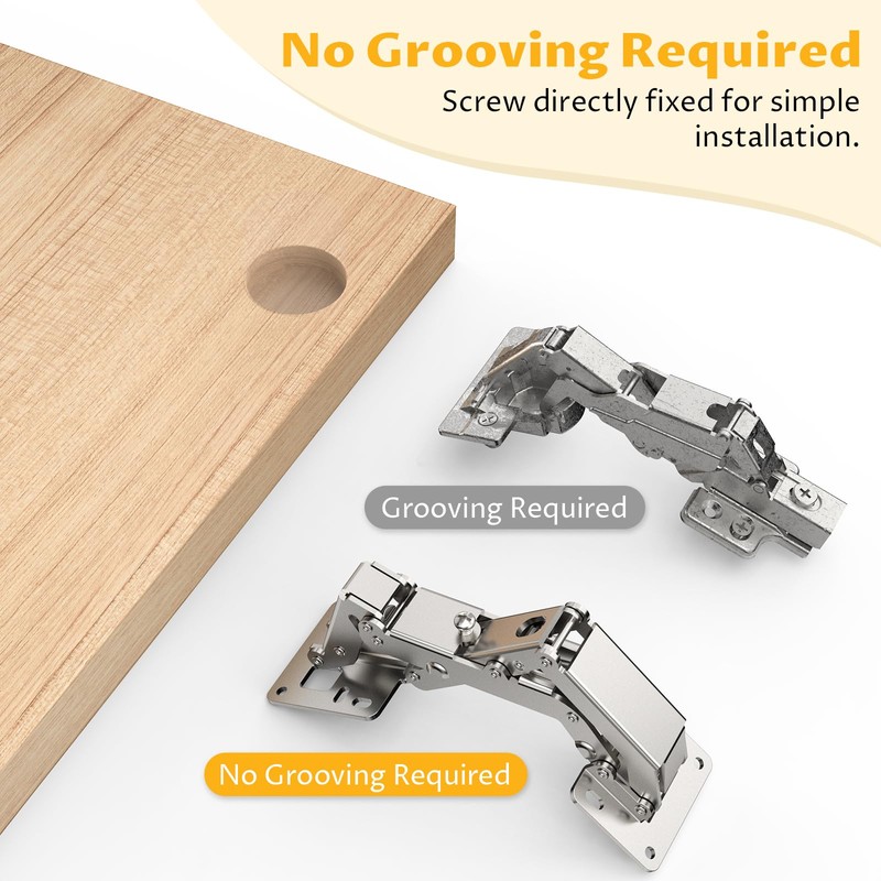 Chibery 4 Pack 170 Degree Soft Close Cabinet Hinges, Slow