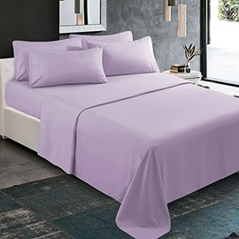 KBC linen 6 Piece Hotel Luxury Soft 100% Cotton Bed Sheets Set, 18" - 21" Deep Pocket Fitted Sheet, Wrinkle Free, 800 Thread Count Bedding Set (Queen, Lilac)