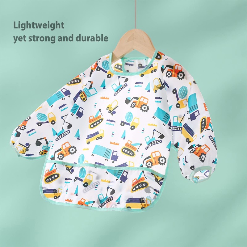 ElecMotive 5 Pack Long Sleeve Bib,Baby Toddler Waterproof Sleeved Bib