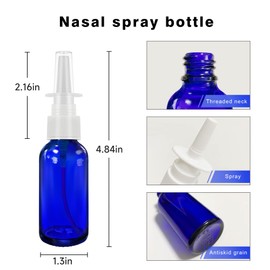 GIVAMEIHF Nasal Spray Bottle 8Pcs 1oz (30ml),Empty Nose Spray Bottle,Glass Nasal Spray Bottles with Funnel, Dropper,Label,Cobalt Blue Glass Press Spray Head Refillable Portable Fine Mist Travel Bottle