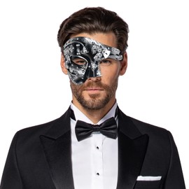 Lilwemen Mens Mask Masquerade Mask Phantom of The Opera Half Face Mask (Silver-C)