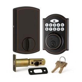 Castle Aged Bronze Single Cylinder Electronic Keypad Deadbolt 2 Keys Included