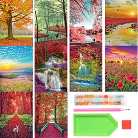 Tontut 10 Pack Diamond Painting Kits, Landscape Beach Diamond Art Painting for Adults Beginners, DIY Landscape Painting Diamond Art Full Round Diamond Crafts Wall Decor 12 x 16 inches