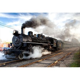 YongFoto 2.2 x 1.5 m Vinyl Photo Background Vintage Steam Locomotive Retro Style Nostalgia Photography Background for Photo Shooting Portrait Photos Party Children Wedding Photo Studio Props