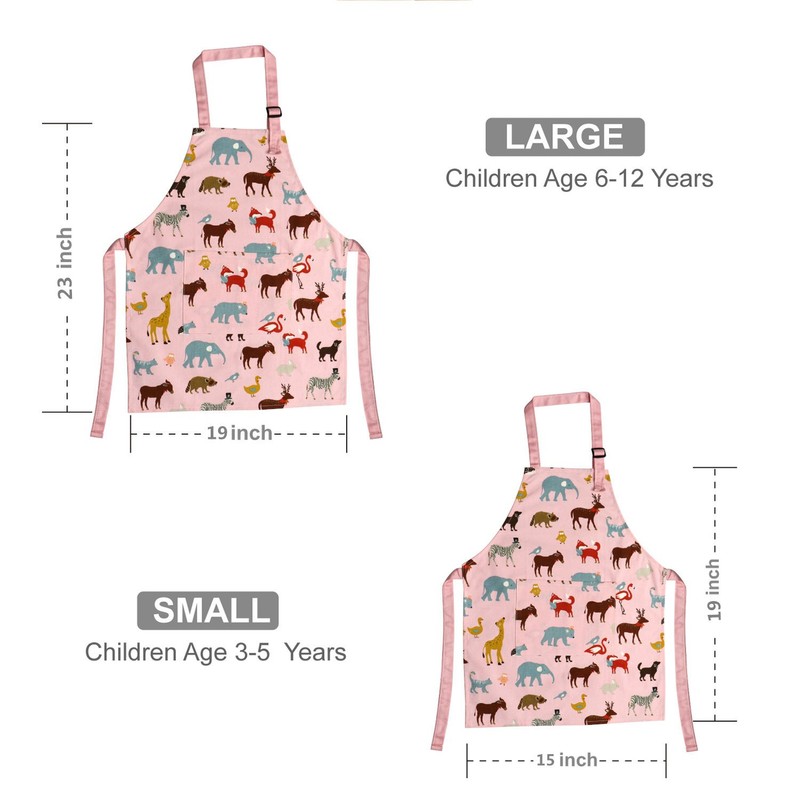 Kids Aprons, Cotton Children Artists Aprons Child Chef Aprons (Blue,