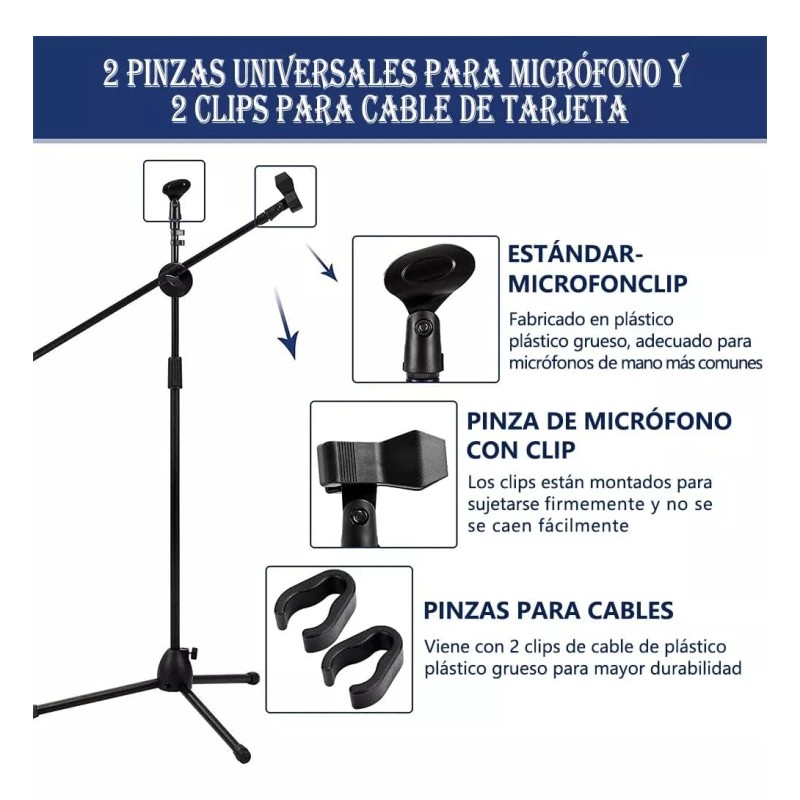 MARZSEFLO Pedestal Para Microfono Base Doble Boom Atril Profesional