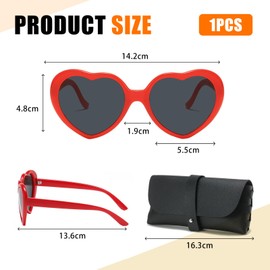 Batheidon Heart Sunglasses Heart Glasses Red - Fashionable Red Pink White Heart-Shaped Glasses for Men and Women with UV400 Protection - Perfect for Festivals, Valentine's Day and Outdoor Activities,