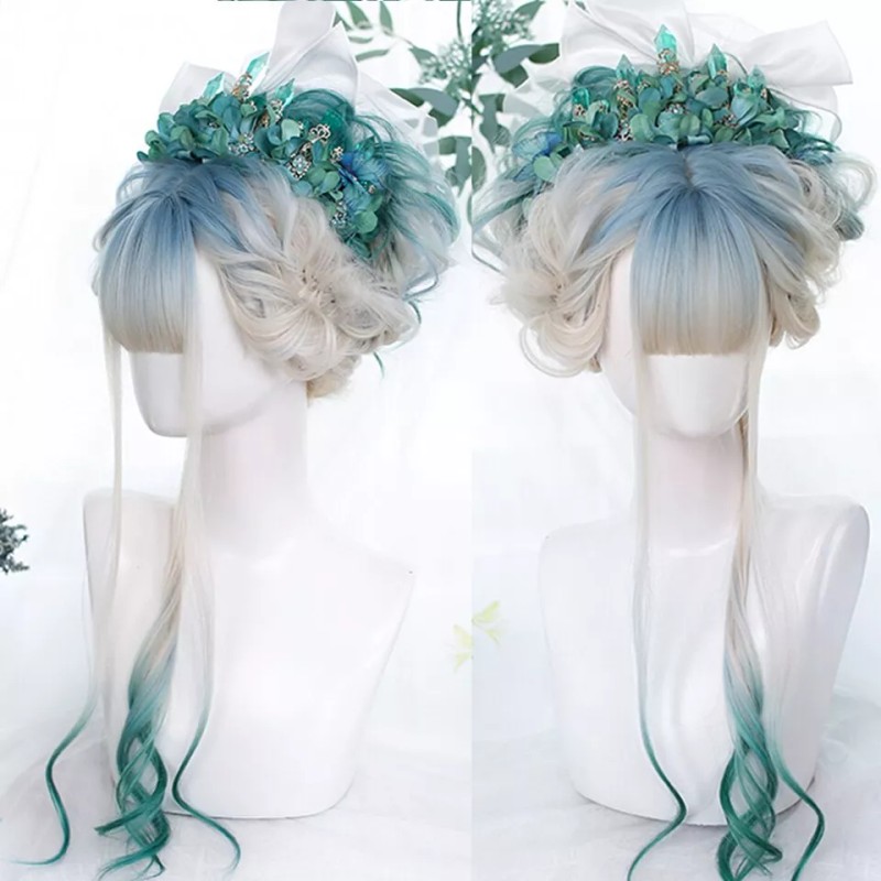 Jorla Peluca De Muchacha Largo Rizos Multicolor Pelo Conveniente