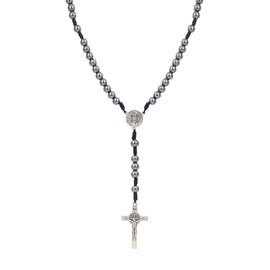 Manfnee Rosary Necklace for men and women Medal & Cross Religious Stainless Steel Praying Rosary Necklace