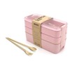 Eco-Friendly Compact Bento Lunch Box Set with Spoon, 3-in-1 Compartment
