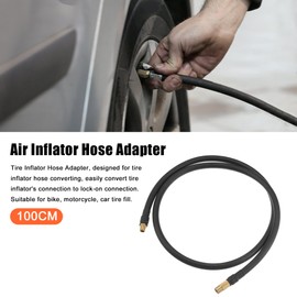 QUARKZMAN 100 cm Car Tyre Inflator Extension Hose Adapter Black Copper Tone