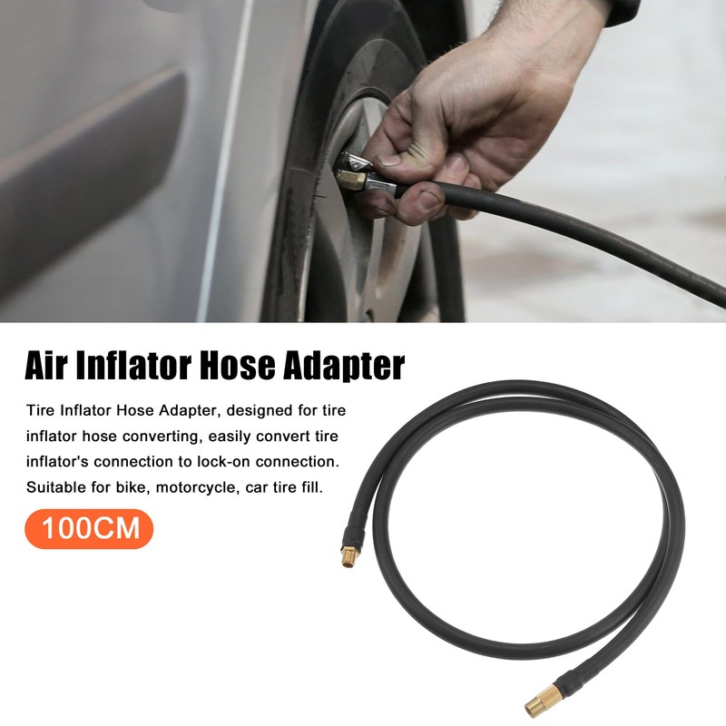 QUARKZMAN 100 cm Car Tyre Inflator Extension Hose Adapter Black