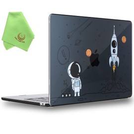 UESWILL Compatible with 2022-2024 MacBook Air 13 inch M2 M3 Case Model A2681 A3113 with 13.6" Liquid Retina Display Touch ID, Pattern Hard Shell Case Cover + Microfiber Cloth, Astronaut A