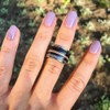 Quiges Stainless Steel Stacking Ring Filling Ring with Zirconia 2