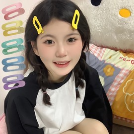 Cream color contrasting oval plastic hairpin pair side bangs clip for girls duckbill clip fashionable flat hair claw clip for all hairstyles(HS)