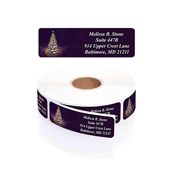 Let It Glow Winter Tree Designer Rolled Return Address Labels