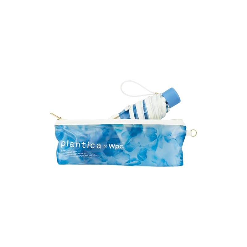 Plantica x Wpc. Flower Umbrella, Plastic Mini Blue Vinyl Umbrella,