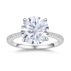BAGUTTA PAVONE 1.5CT CZ Round Cut Engagement Rings for Women,Women’s 925 Sterling Silver Solitaire Wedding Bands Engagement Promise Rings for Her with 18K White Gold Plated Size 7.5
